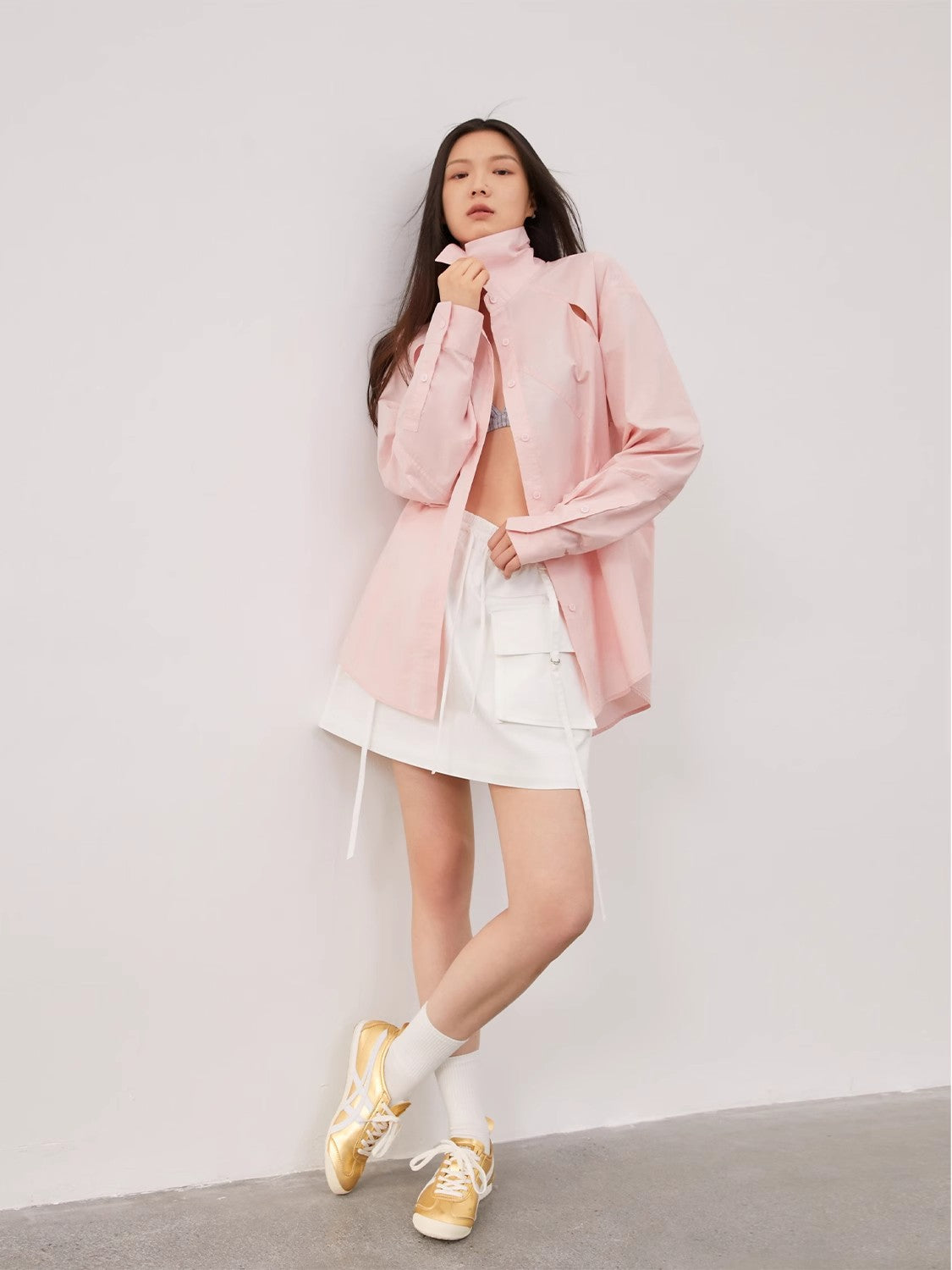 Tencel jacquard striped long-sleeved shirt jacket women's loose top"Spring and Summer Prank"