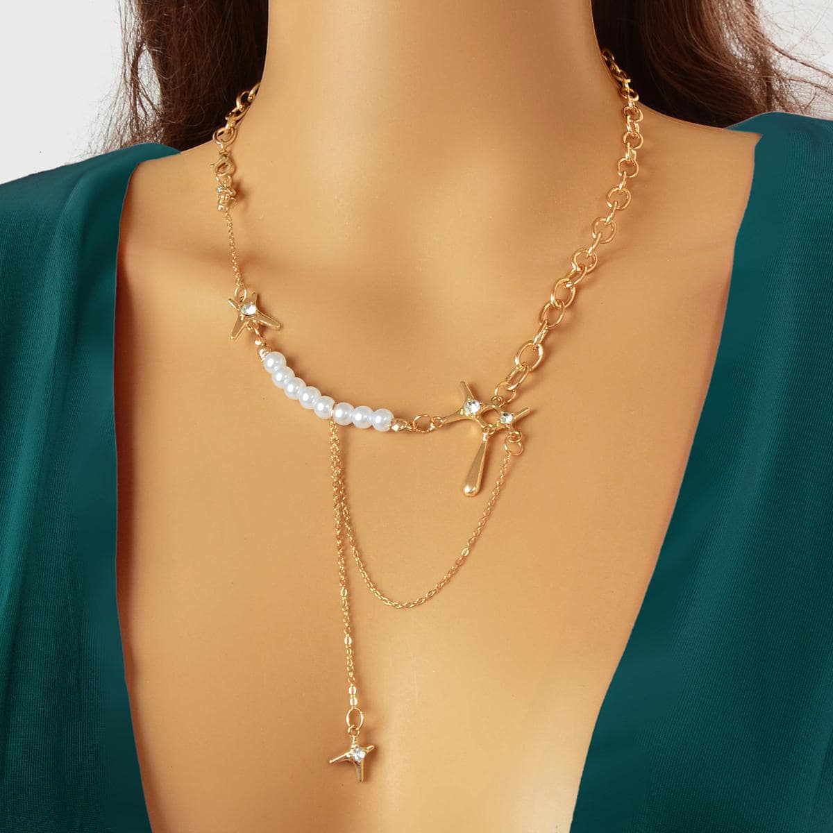 Exquisite Pearl Chunky Chain Necklace Handcrafted Jewelry-0