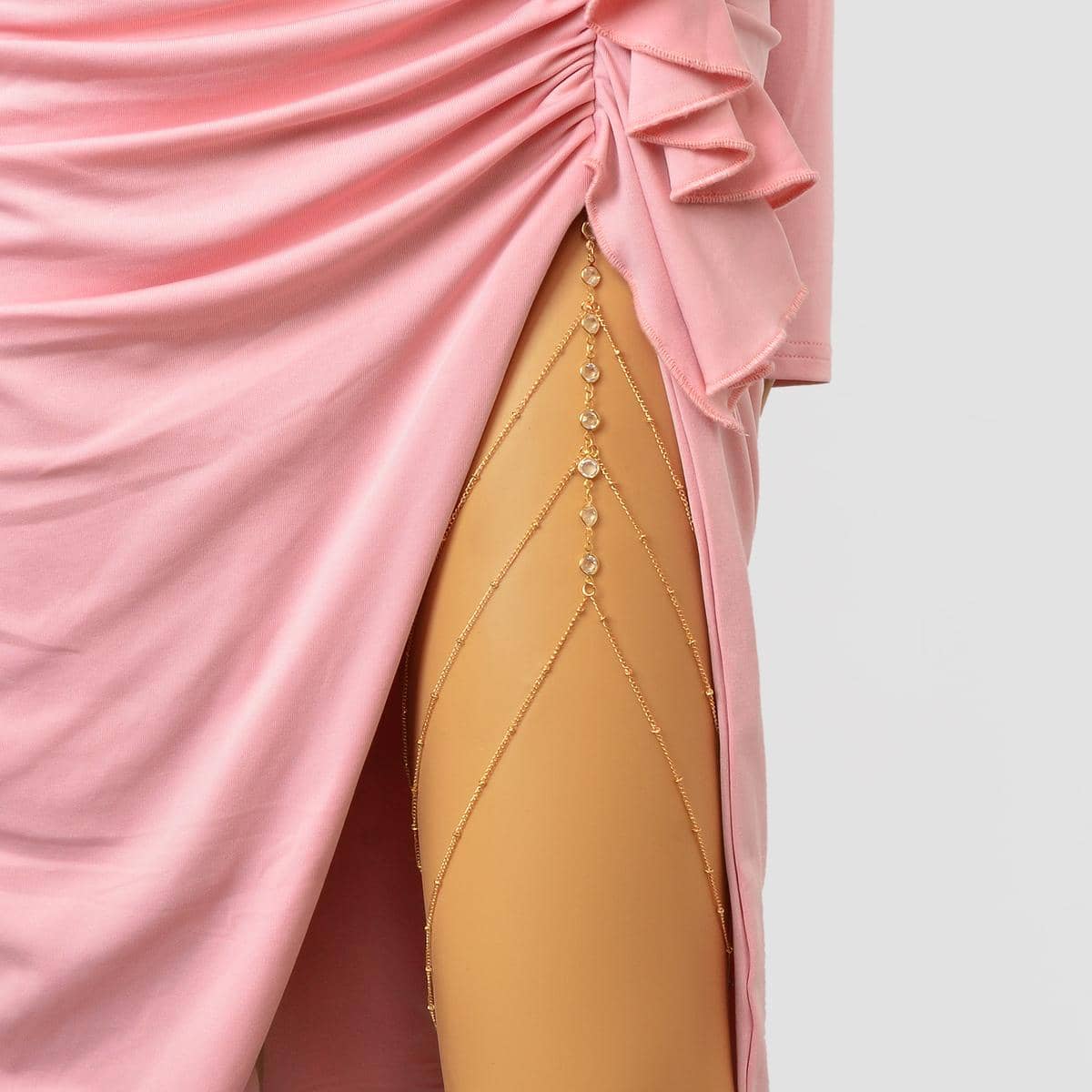 Diamond-Encrusted Chain Tassel Elastic Thigh Chain Leg Jewelry-0