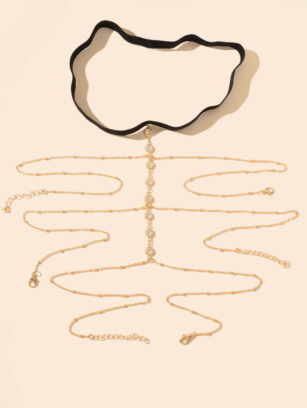 Diamond-Encrusted Chain Tassel Elastic Thigh Chain Leg Jewelry-1