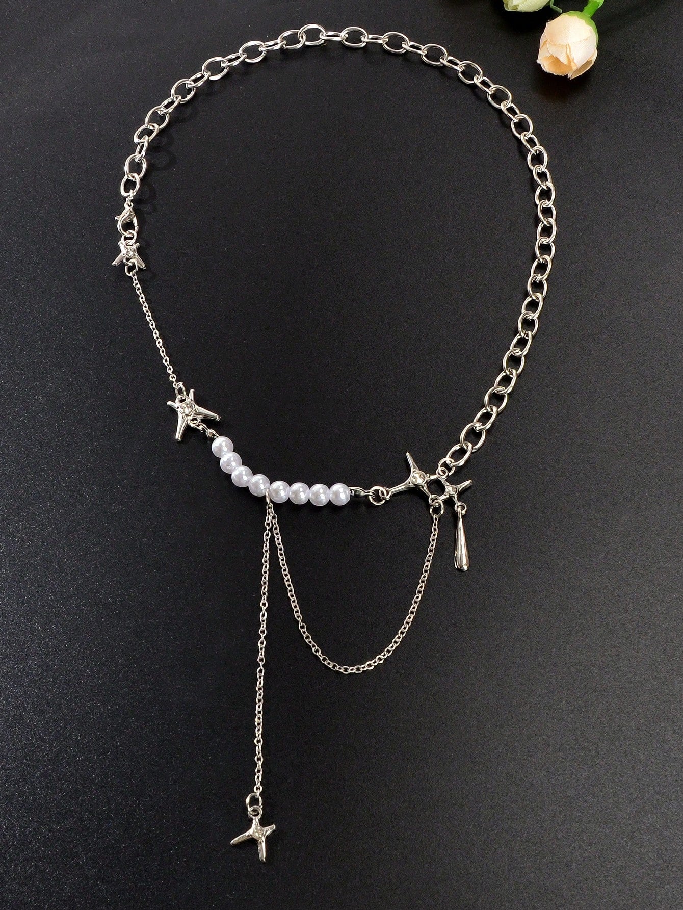 Exquisite Pearl Chunky Chain Necklace Handcrafted Jewelry-4