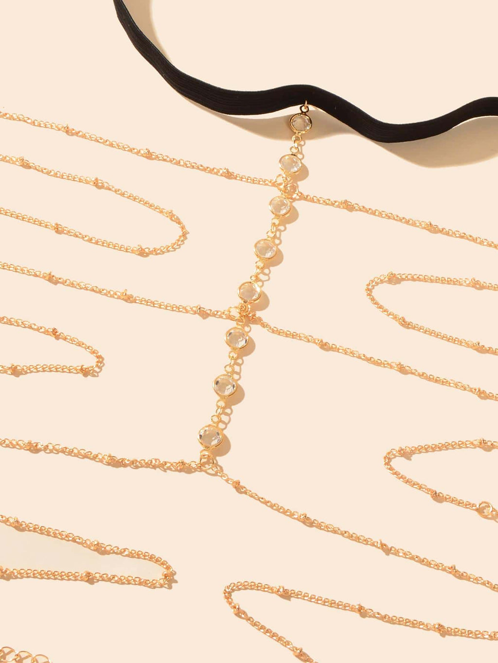 Diamond-Encrusted Chain Tassel Elastic Thigh Chain Leg Jewelry-2