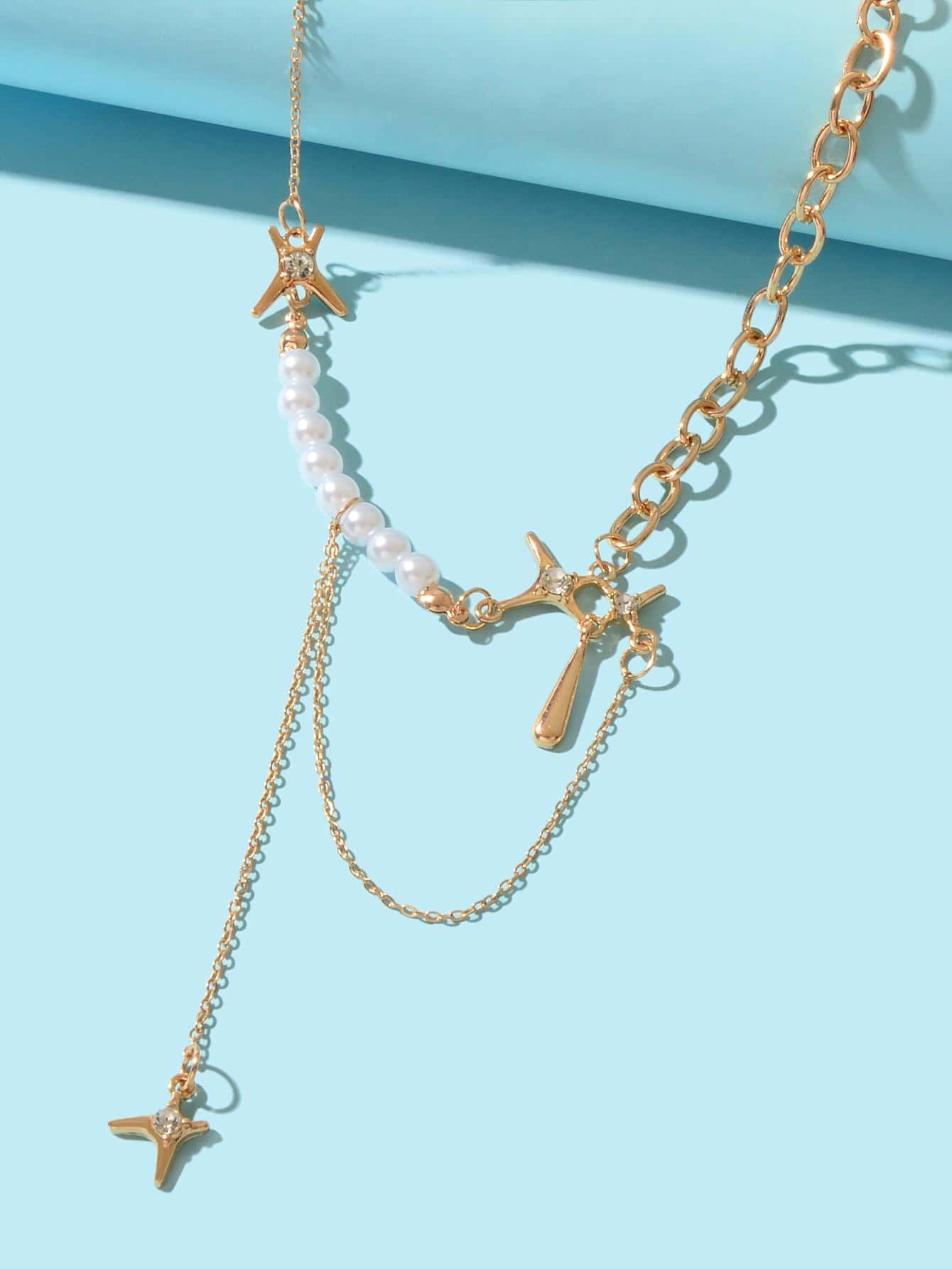 Exquisite Pearl Chunky Chain Necklace Handcrafted Jewelry-2