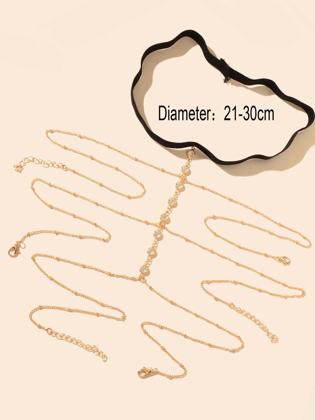 Diamond-Encrusted Chain Tassel Elastic Thigh Chain Leg Jewelry-3