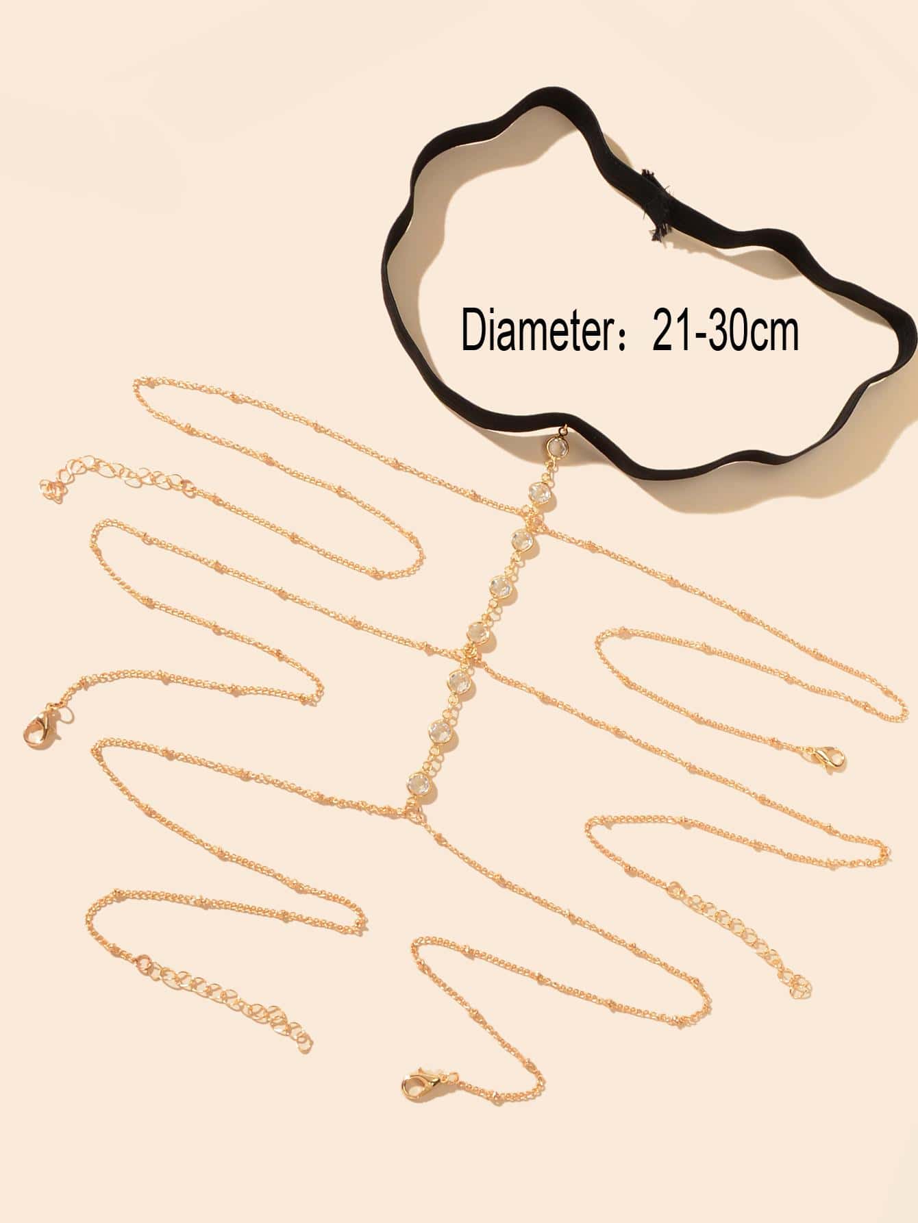 Diamond-Encrusted Chain Tassel Elastic Thigh Chain Leg Jewelry-3