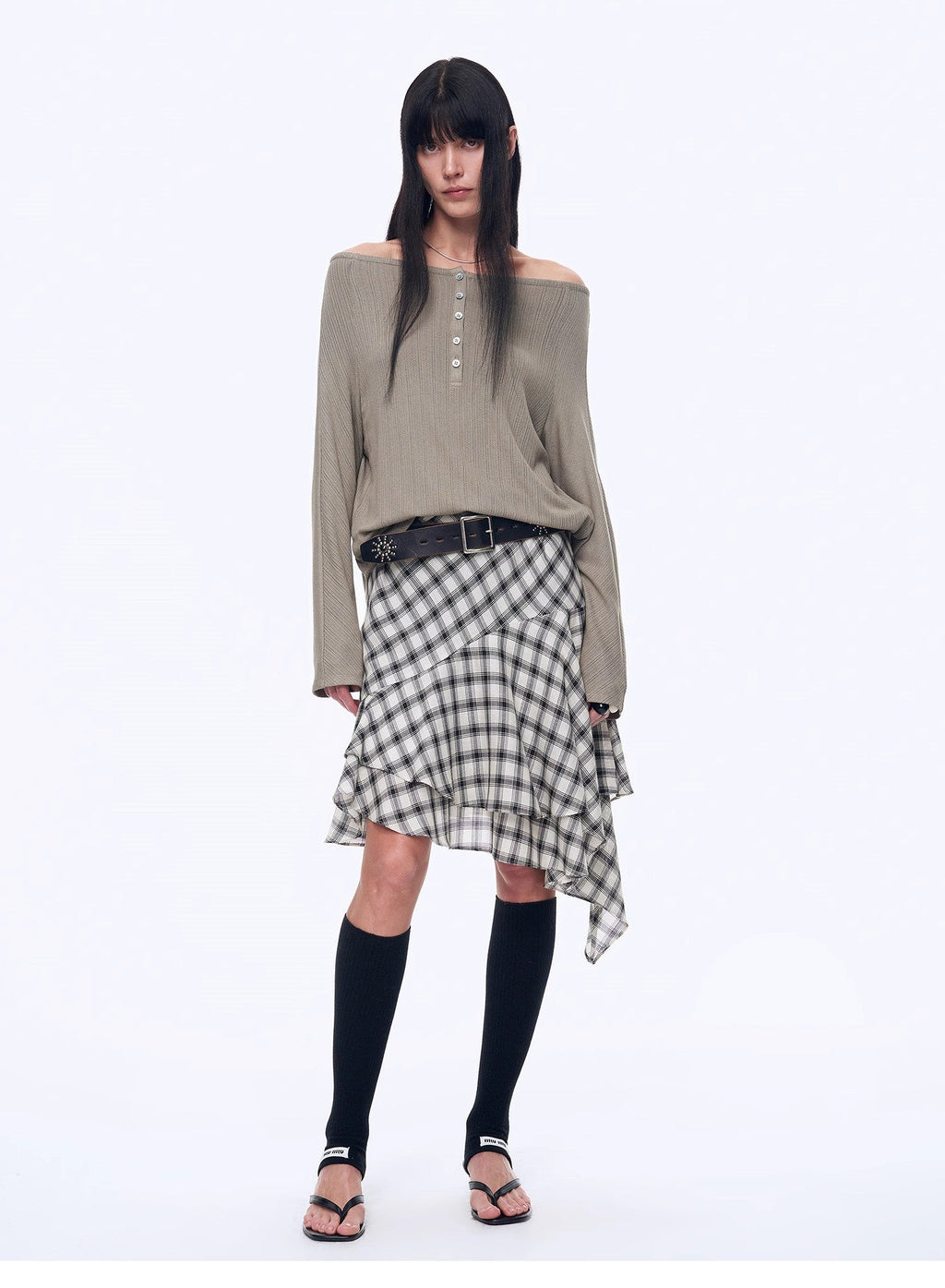 "Fashion Law" Casual One-shoulder Raglan Sleeve T-shirt Top