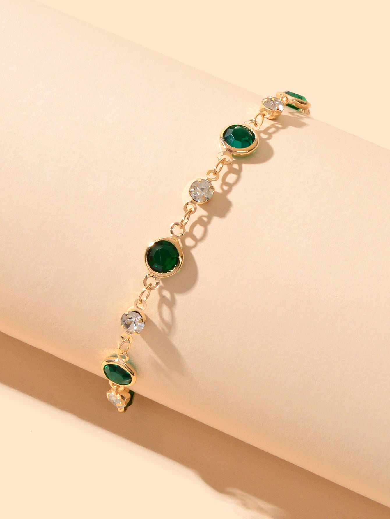 Green Transparent Rhinestone Bracelet Girls Party Jewelry Luxurious Accessories-3