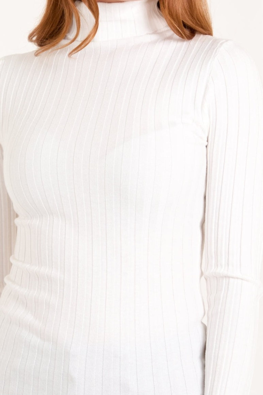 Cream Ribbed Roll Neck Jumper-2