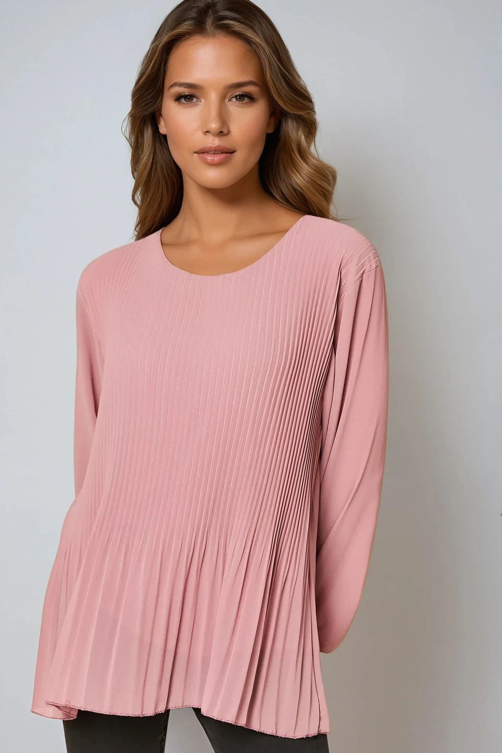 Rose Long Sleeve Pleated Blouse-0