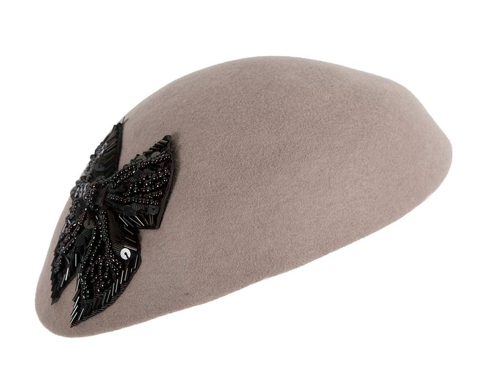 Grey winter felt beret CU618-1