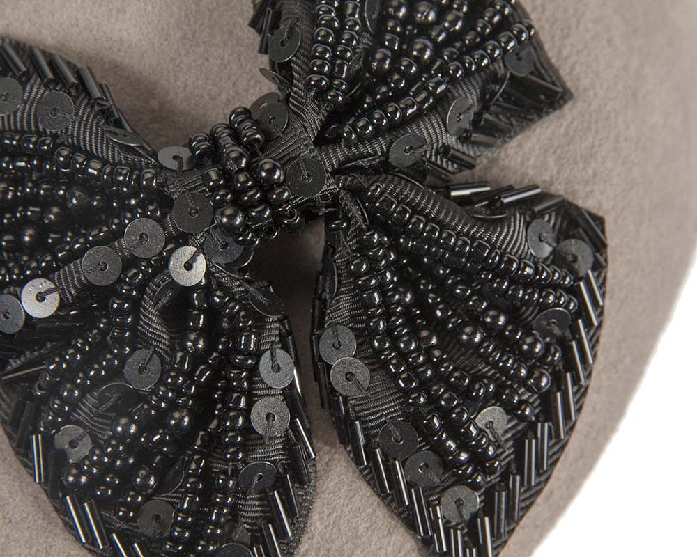 Grey winter felt beret CU618-3