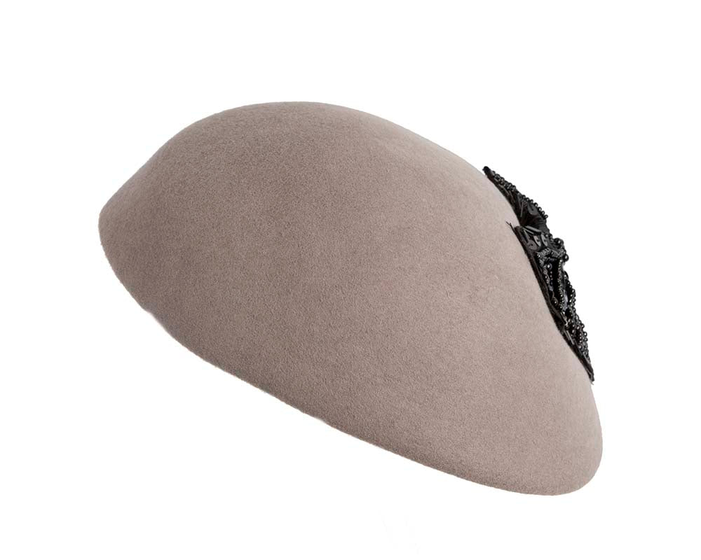Grey winter felt beret CU618-2