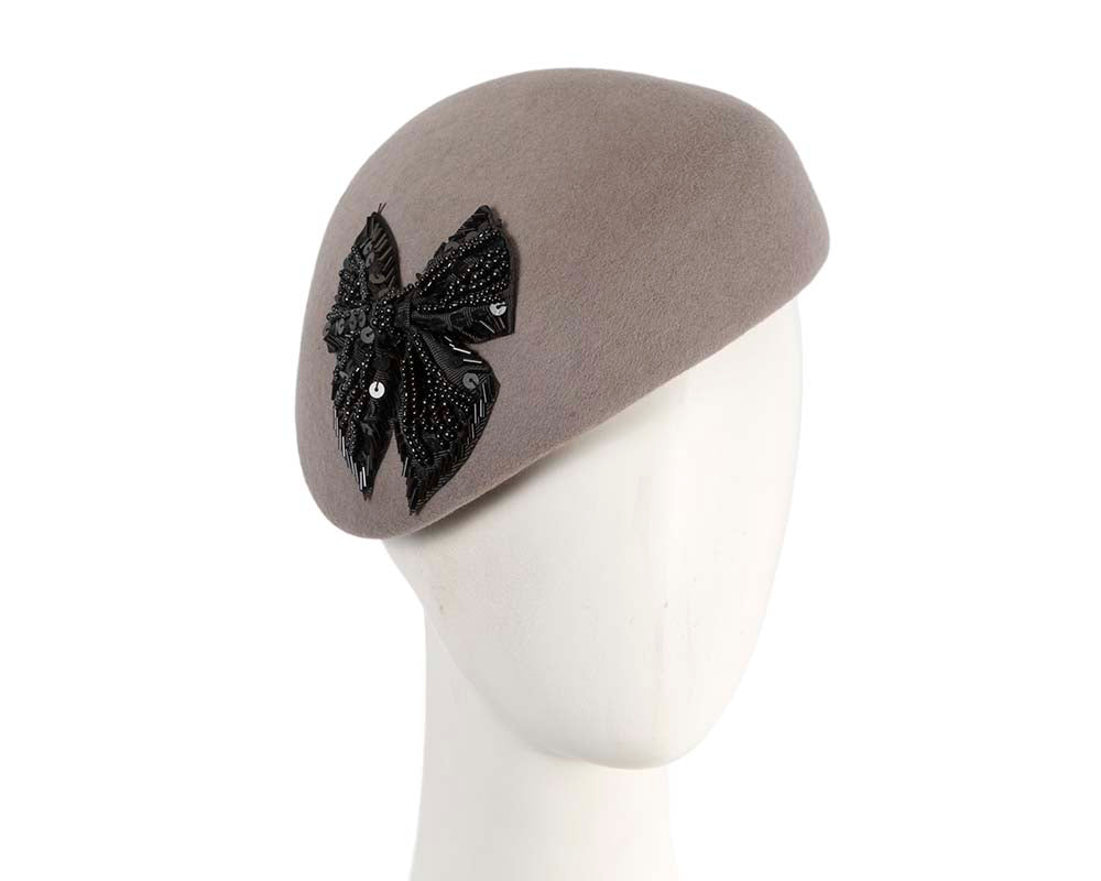 Grey winter felt beret CU618-0