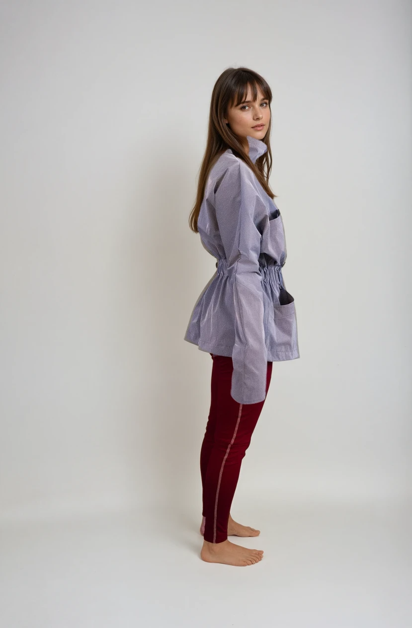 Single-Panel Cotton Windbreaker with Lyocell/Wool Lining - Light Blue-1