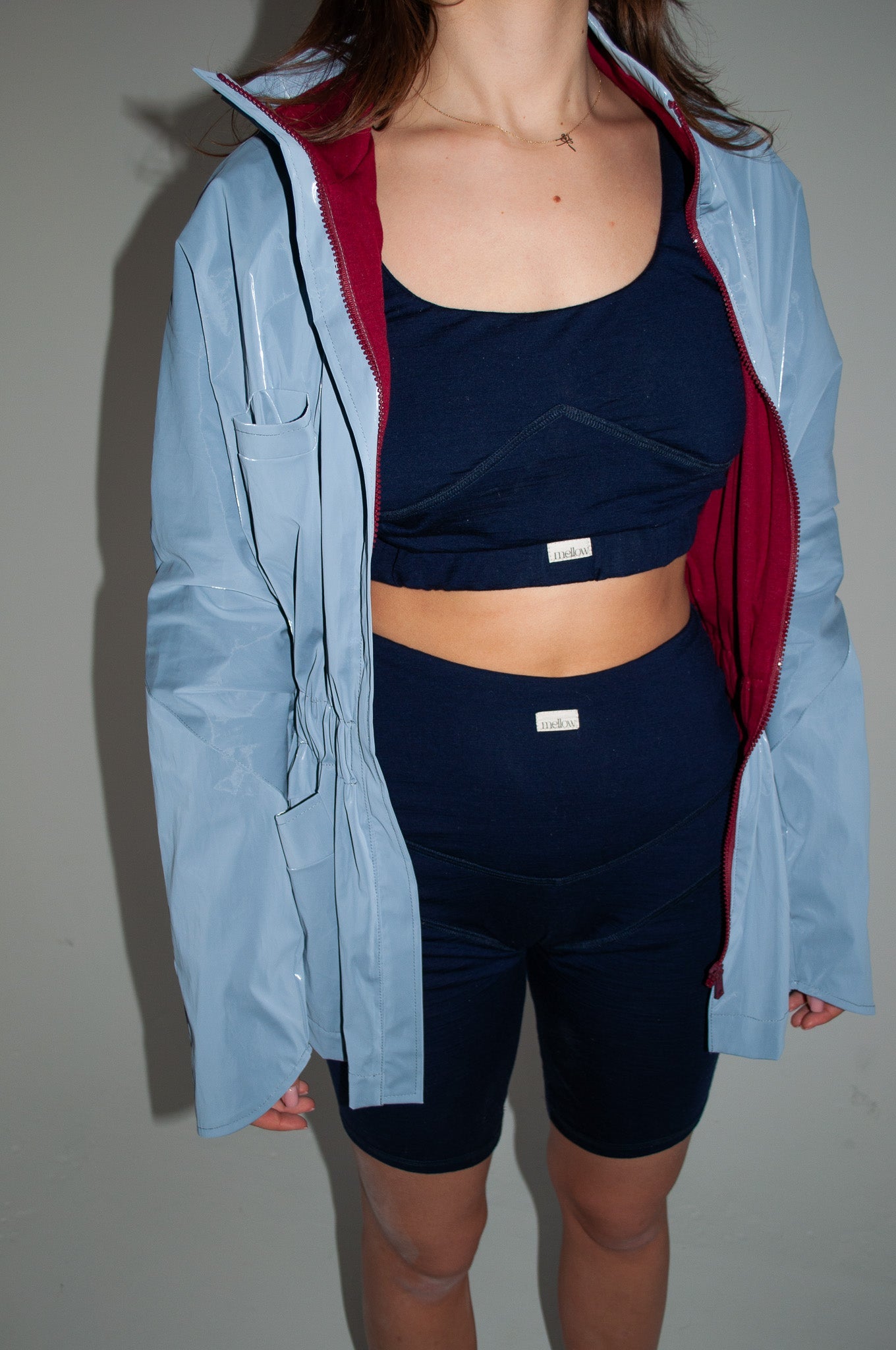 Single-Panel Cotton Windbreaker with Lyocell/Wool Lining - Light Blue-4