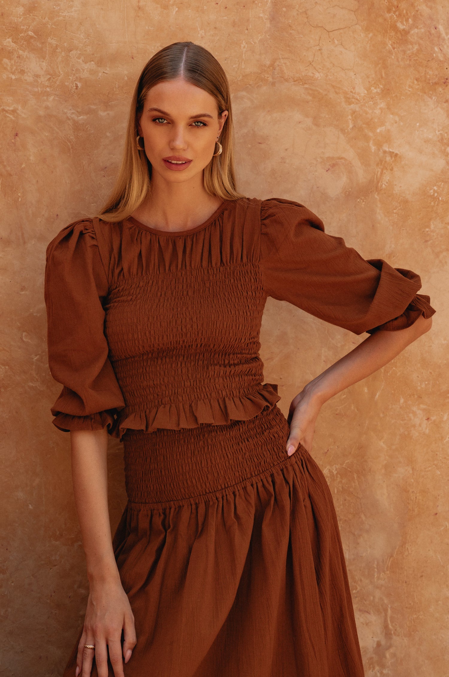 Jaffa Smocked Linen Top-0