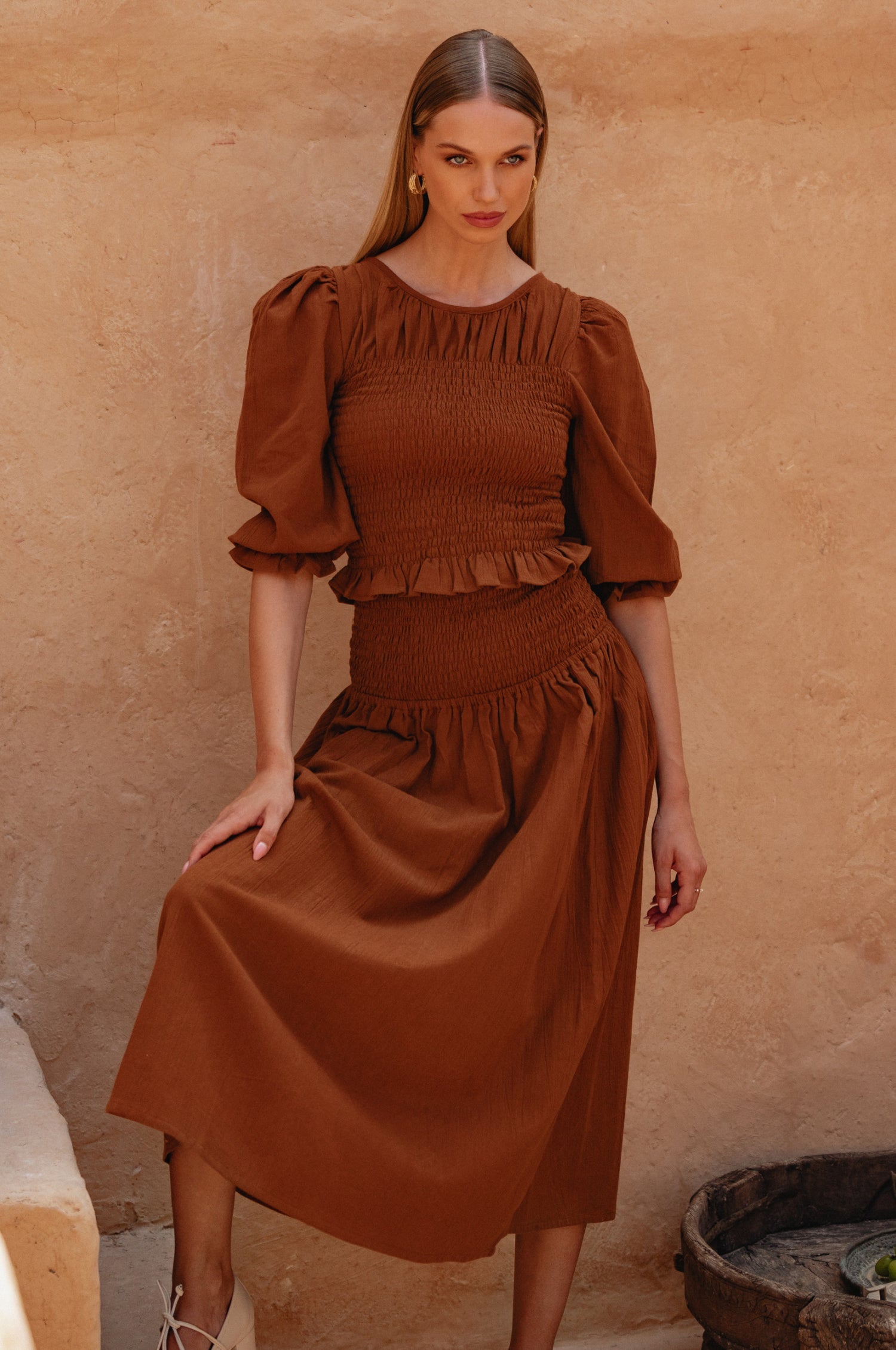 Jaffa Smocked Linen Top-4