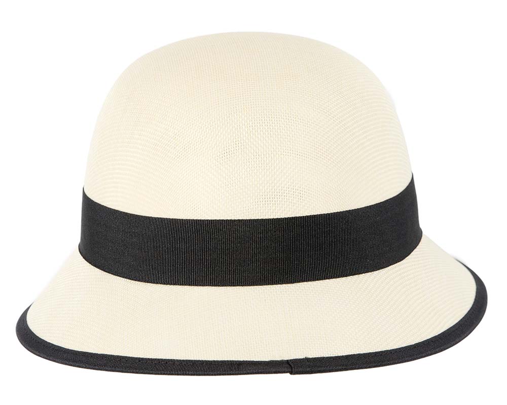Cream & black cloche hat-4