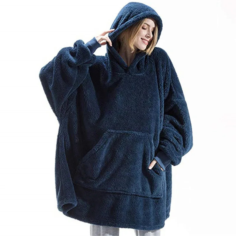 Oversized Fleece Hoodie Blanket for Winter Comfort-0