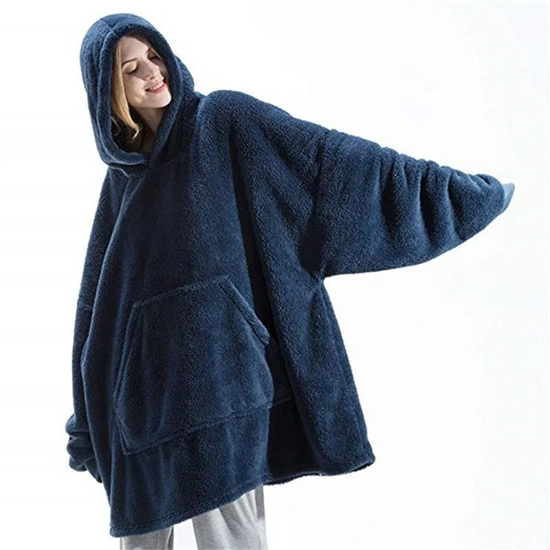 Oversized Fleece Hoodie Blanket for Winter Comfort-2