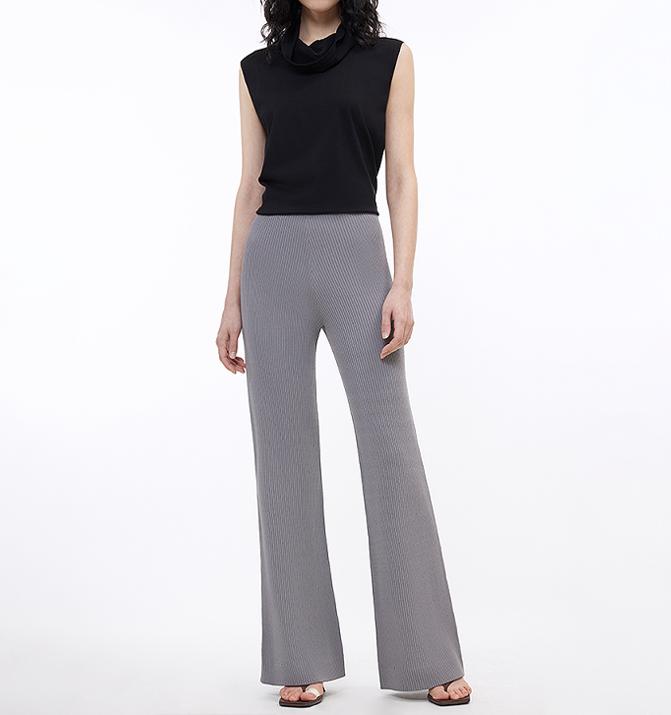 Knitted bootcut trousers, glutinous rice trousers, pit striped casual trousers-6