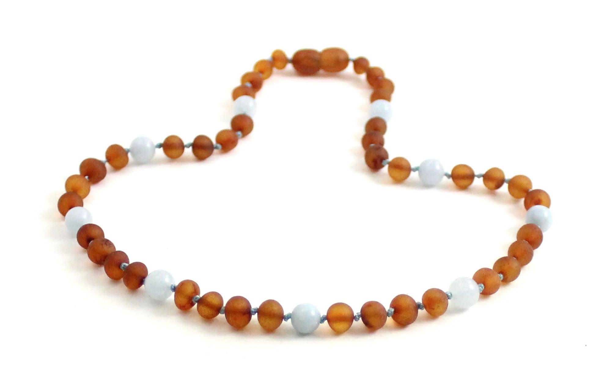 Amber and Aquamarine Blue Gemstone Necklace-2