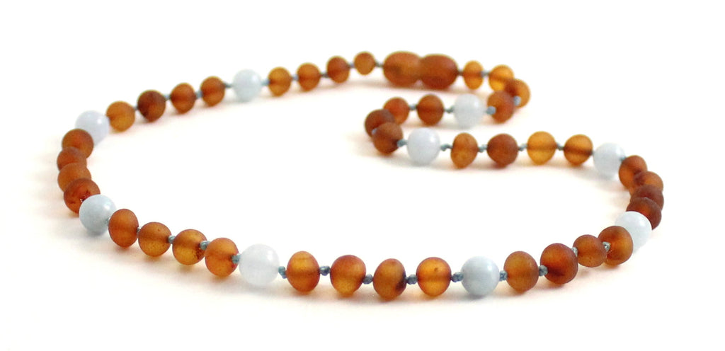 Amber and Aquamarine Blue Gemstone Necklace-3
