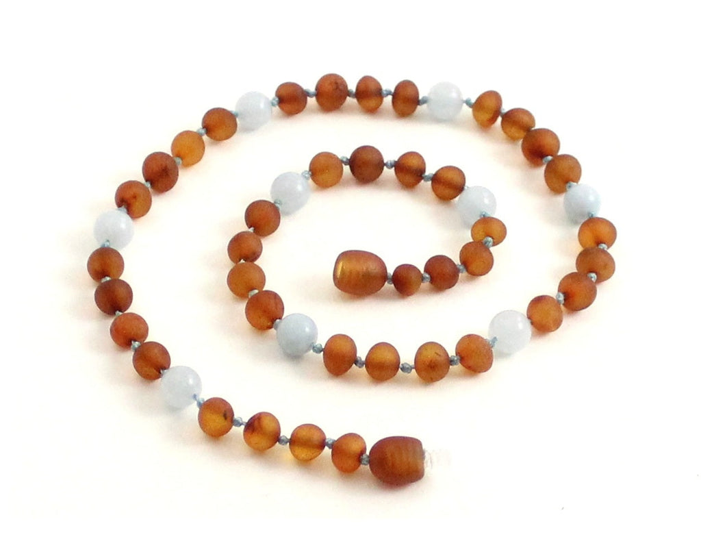 Amber and Aquamarine Blue Gemstone Necklace-0