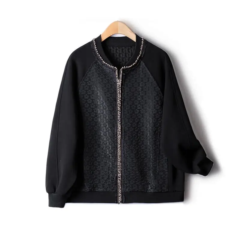 Jackets For Women Beaded Jacquard Short Coat Autumn Straight Things Female Overcoat 4XL