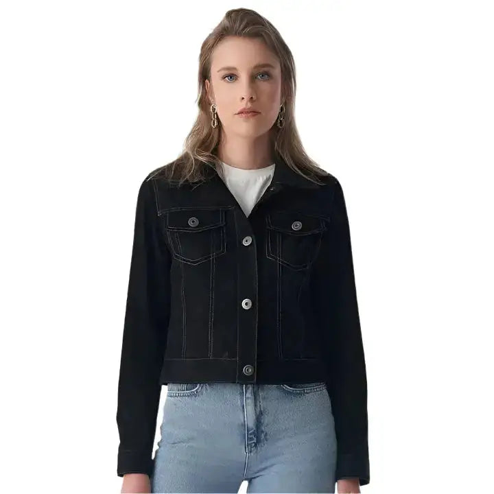 Women's Black Western Suede Jacket-0