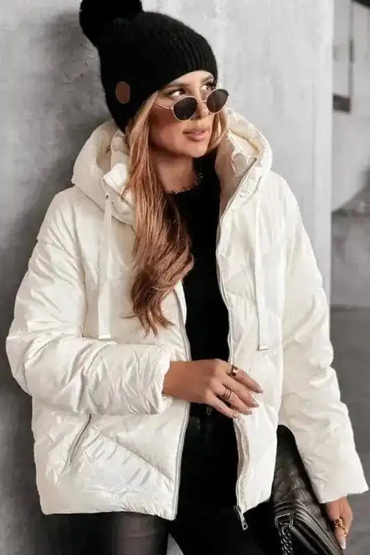ArcticShield White Quilted Puffer Jacket – Stay Warm in Style