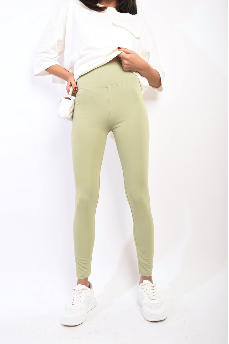 Stretchy Wide Waistband Second Skin Leggings-7