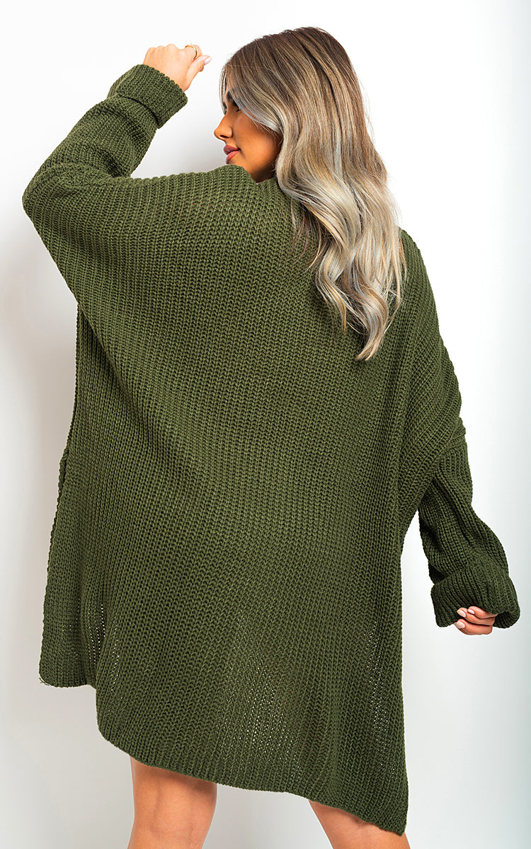 High Neck Oversized Long Sleeve Knitted Jumper-9