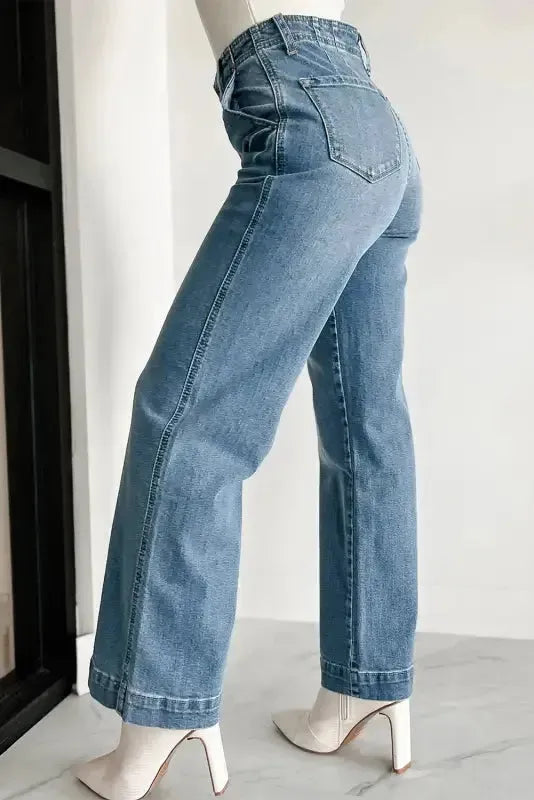 Loose Leg Straight Jeans - Dusk Blue Wash-2