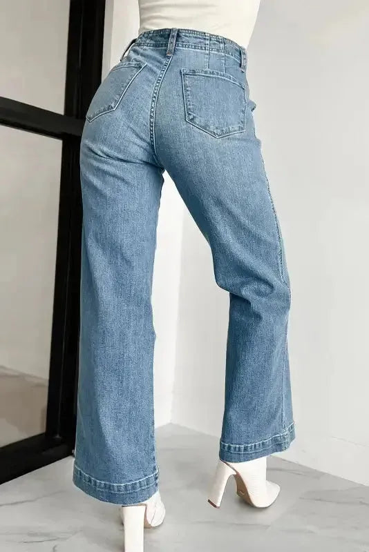 Loose Leg Straight Jeans - Dusk Blue Wash-1