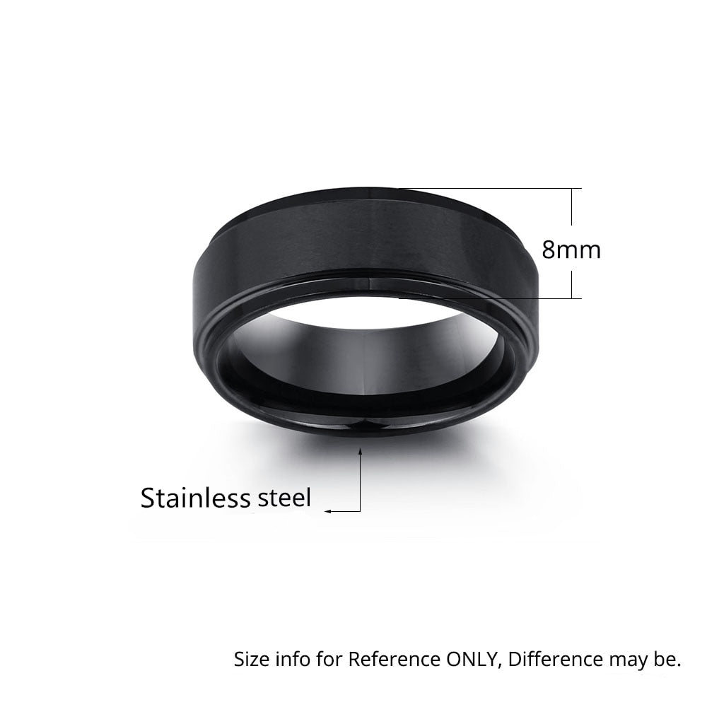 Personalized Engrave Name Rings for Men Black Stainless Steel Ring Fashion Male Jewelry Gift for Husbands (JewelOra RI103856)-0
