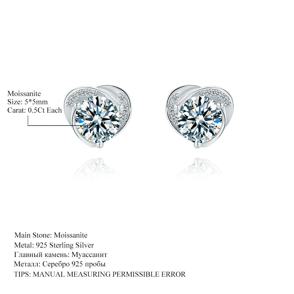 Heart Moissanite Diamond Earrings 925 Sterling Silver Jewellery Statement Stud Earrings For Women Fine Jewelry-2