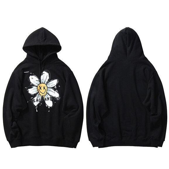 Harajuku Hoodie Sweatshirt Daisy Flower Mens Streetwear Hip Hop Hoodie Pullover Cotton Hooded Sweatshirt Fleece Winter-7