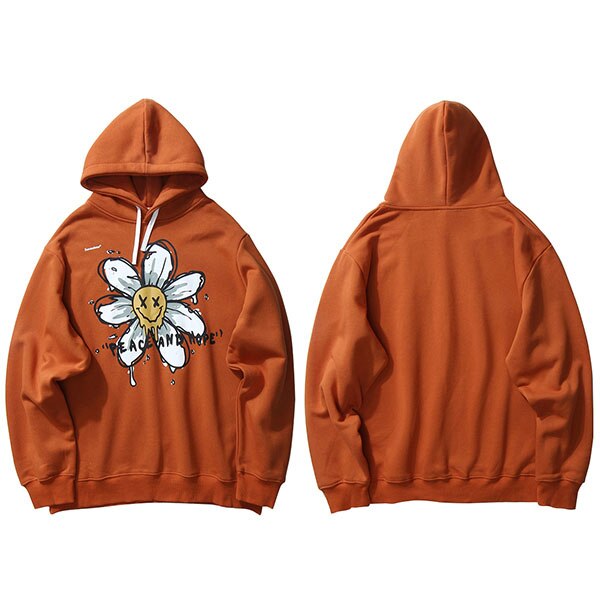 Harajuku Hoodie Sweatshirt Daisy Flower Mens Streetwear Hip Hop Hoodie Pullover Cotton Hooded Sweatshirt Fleece Winter-5