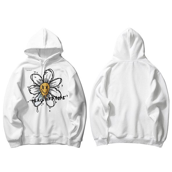Harajuku Hoodie Sweatshirt Daisy Flower Mens Streetwear Hip Hop Hoodie Pullover Cotton Hooded Sweatshirt Fleece Winter-6