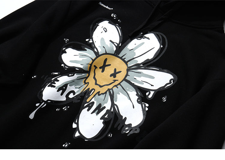 Harajuku Hoodie Sweatshirt Daisy Flower Mens Streetwear Hip Hop Hoodie Pullover Cotton Hooded Sweatshirt Fleece Winter-4