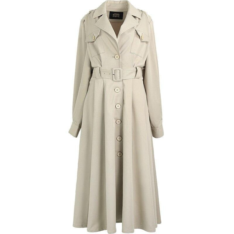 Green Solid Single Breasted Oversize Casual Women Trench Coat,Spring Full Sleeve Korean Office Ladies Daily Outwear-0