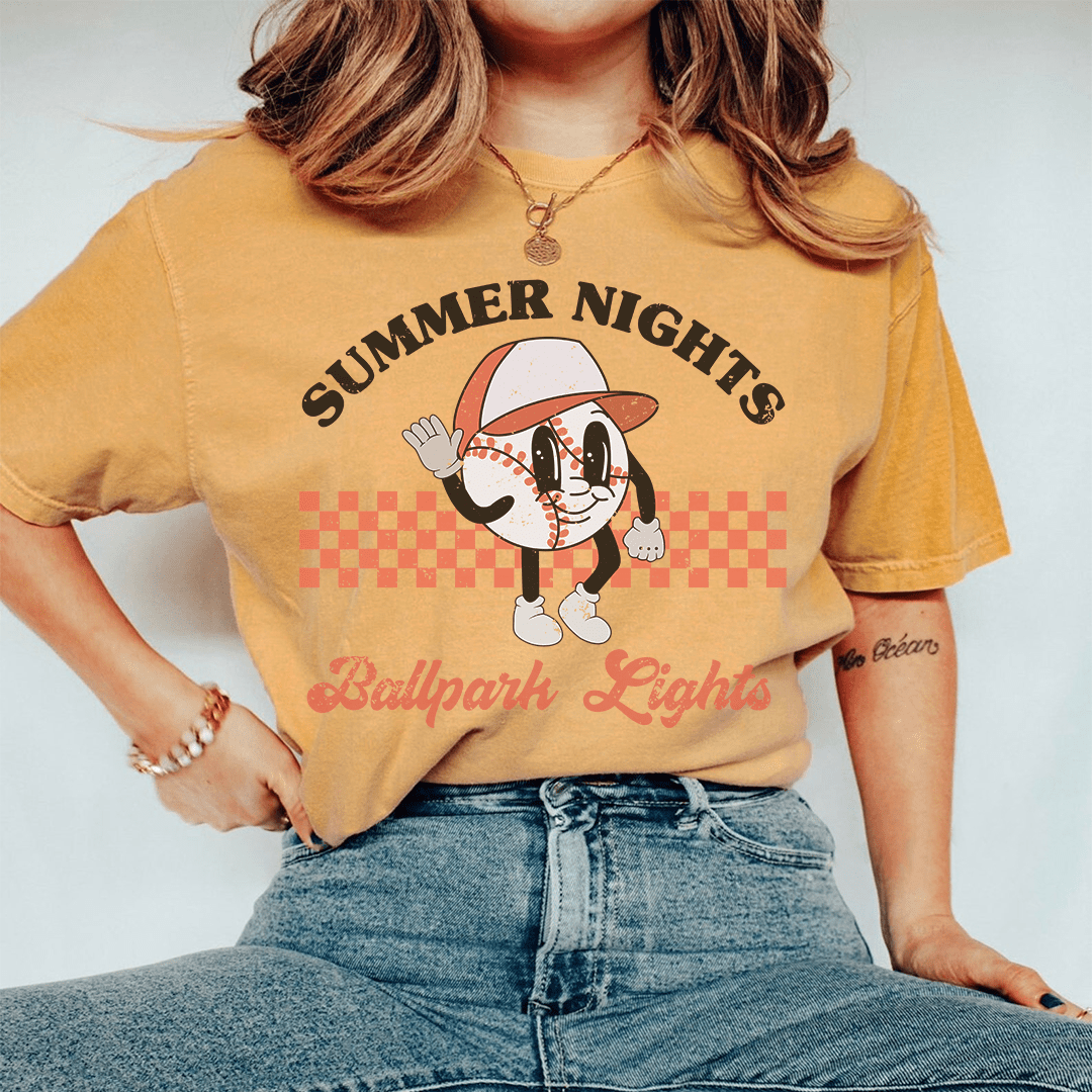 Summer Nights Ballpark Lights Tee-0
