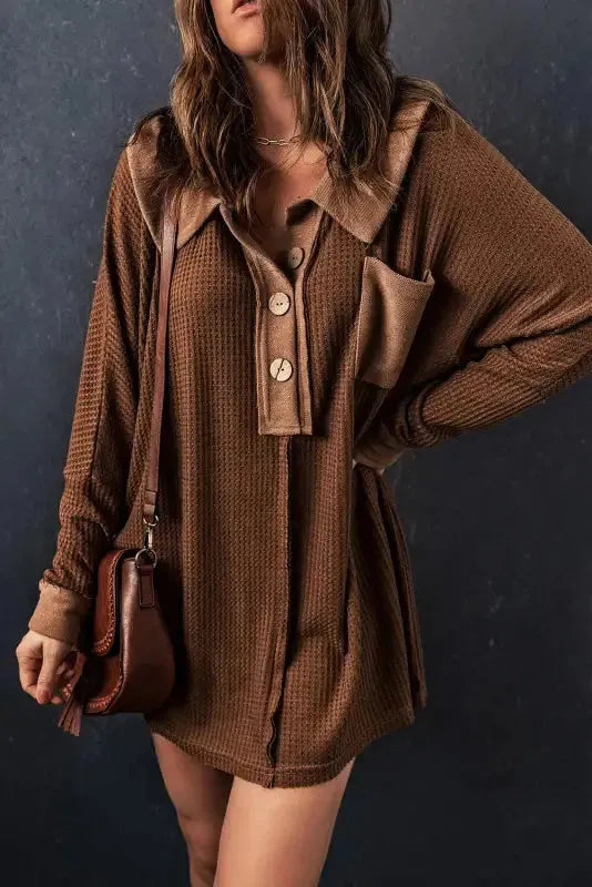 Waffle Knit Long Sleeve Top-2