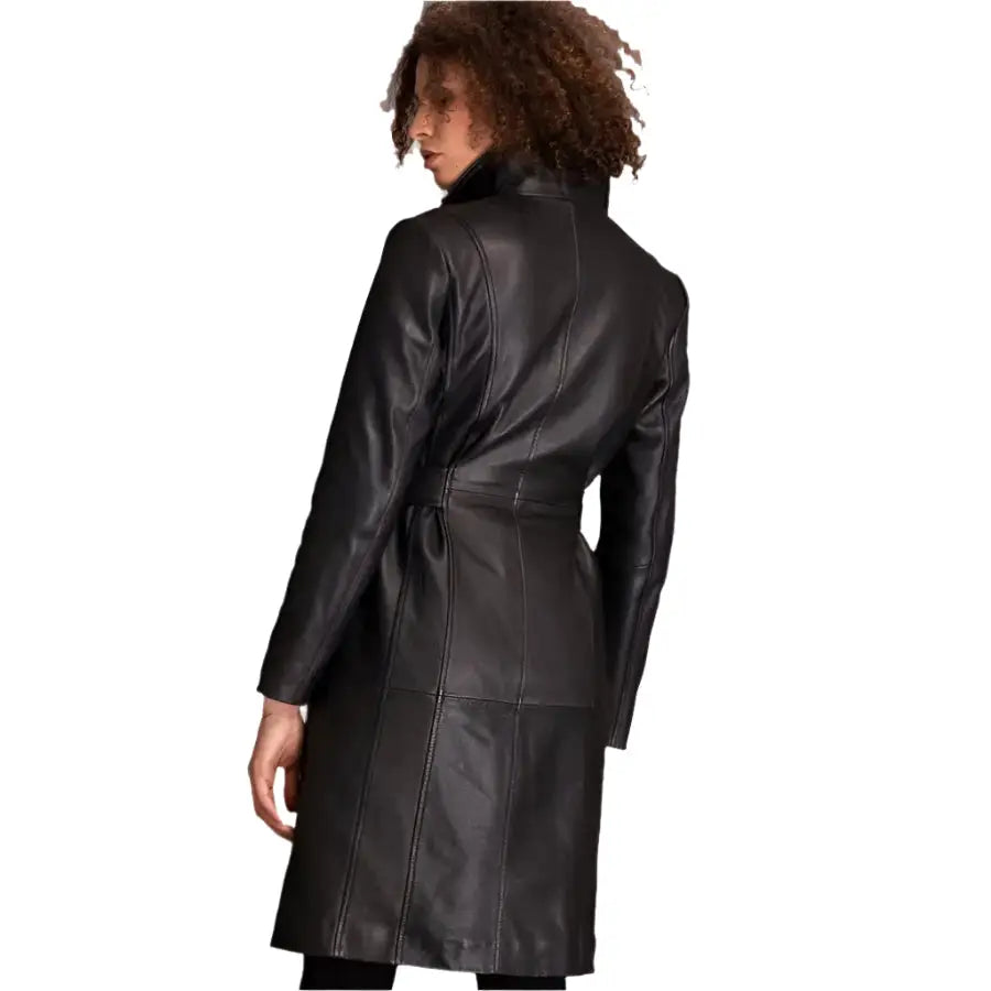 Women's Black Lambskin Leather Coat-1